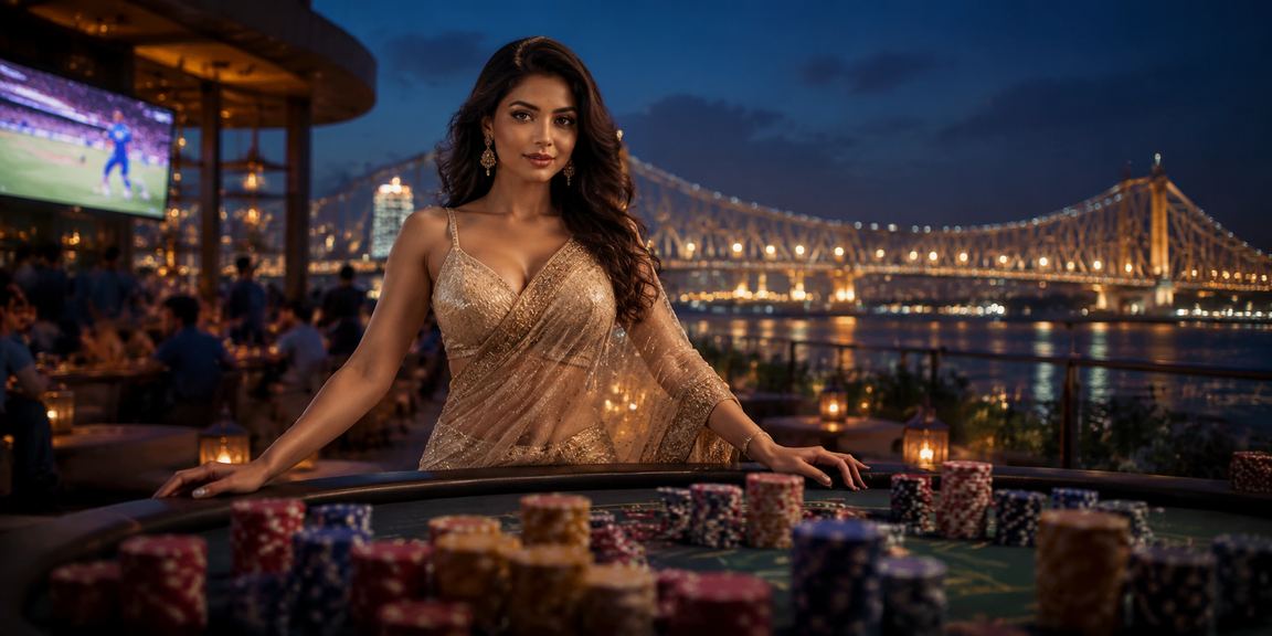 Gambler playing slots on mobile in Kolkata near Howrah Bridge